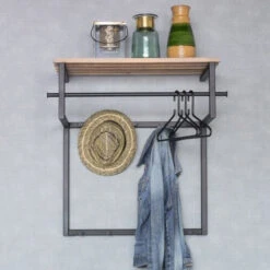 Grote Kapstok Zwart Metaal Met Eiken