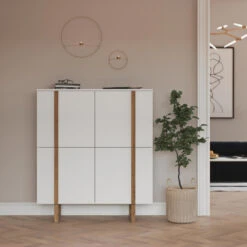 Moderne Bergkast Met Eiken -WOOOD Verkoopwinkel tenzo birka moderne bergkast wit met eiken 08 1