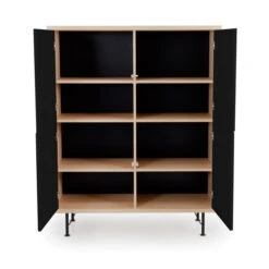 Eiken Wandkast Mat Zwart -WOOOD Verkoopwinkel tenzo flow eiken wandkast 03