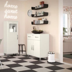 Klein Retro Dressoir -WOOOD Verkoopwinkel tenzo malibu klein retro dressoir wit 02 1