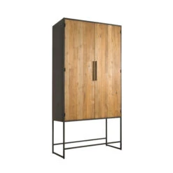 Hoge Kast Teak En Metaal -WOOOD Verkoopwinkel tower living felino grote wandkast van teakhout 01