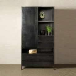 Zwarte Wandkast Industrieel