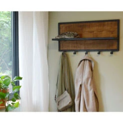 Wandkapstok Mangohout En Staal -WOOOD Verkoopwinkel wandkapstok mangohout en staal lumz home ognam 03
