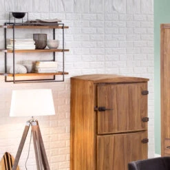 Wandrek Van Hout En Metaal 60x60 Cm -WOOOD Verkoopwinkel wandrek van hout en metaal 60x60 cm lovina lavis 04