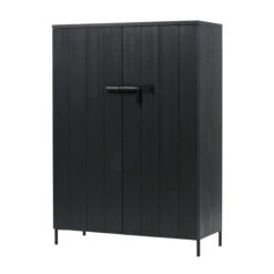 WOOOD Zwarte Kast Grenen Diep Zwart -WOOOD Verkoopwinkel woood bruut zwarte houten wandkast 02