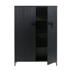 WOOOD Zwarte Kast Grenen Diep Zwart -WOOOD Verkoopwinkel woood bruut zwarte houten wandkast 03