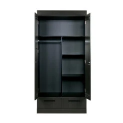 WOOOD Zwarte Kledingkast 2-deurs Met Lades 13 WOOOD Zwarte Kledingkast 2-deurs Met Lades -WOOOD Verkoopwinkel zwarte kledingkast 2deurs met lades woood connect 03