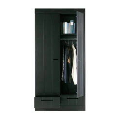 WOOOD Zwarte Kledingkast 2-deurs Met Lades 14 WOOOD Zwarte Kledingkast 2-deurs Met Lades -WOOOD Verkoopwinkel zwarte kledingkast 2deurs met lades woood connect 04