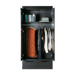 WOOOD Zwarte Kledingkast 2-deurs Met Lades 15 WOOOD Zwarte Kledingkast 2-deurs Met Lades -WOOOD Verkoopwinkel zwarte kledingkast 2deurs met lades woood connect 05