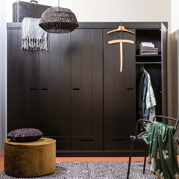 WOOOD Zwarte Kledingkast 2-deurs Met Lades 8 WOOOD Zwarte Kledingkast 2-deurs Met Lades - Afbeelding 6