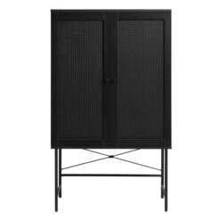 Zwarte Wandkast Met Rotan -WOOOD Verkoopwinkel zwarte wandkast met rotan bodio pose 01