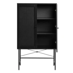 Zwarte Wandkast Met Rotan -WOOOD Verkoopwinkel zwarte wandkast met rotan bodio pose 03