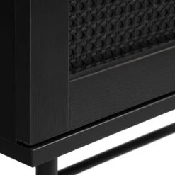 Zwarte Wandkast Met Rotan -WOOOD Verkoopwinkel zwarte wandkast met rotan bodio pose 07
